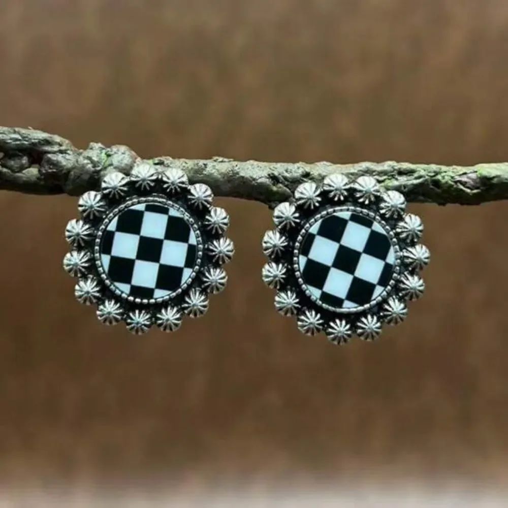 Boho Checkered Earrings #1914